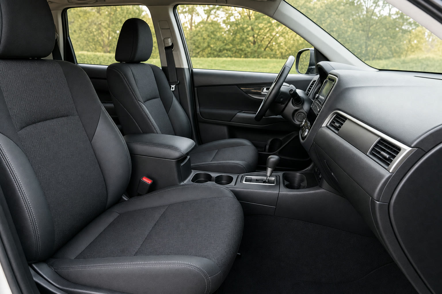 Clean SUV interior seats and console after a deep interior detail